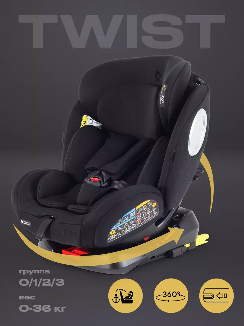Автокресло RANT basic YC06 Твист Некст (Twist Next) Isofix Черный (Black) группа 0+-1-2-3 (0-36 кг)