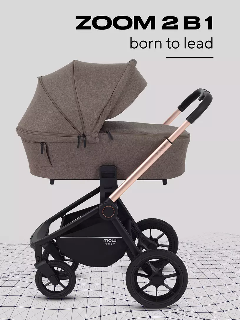 Коляска детская MOWBaby "ZOOM"PU (2в1) RA086 Gold Cacao Brown