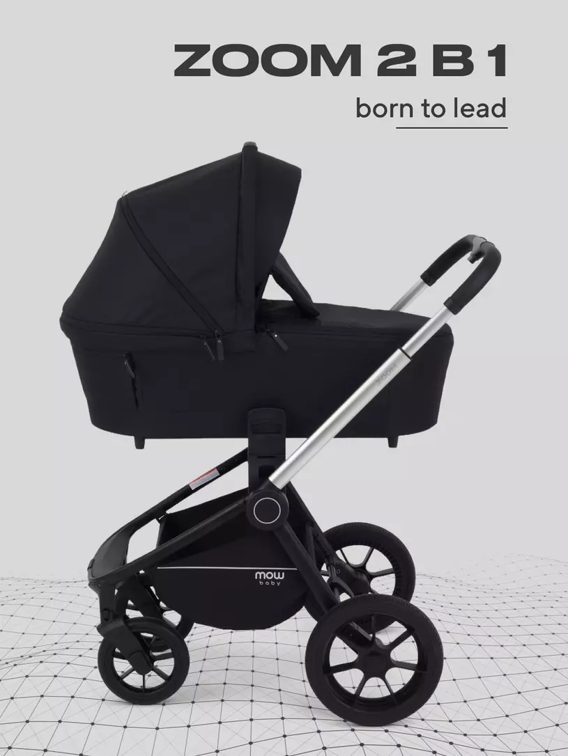 Коляска детская MOWBaby "ZOOM"PU (2в1) RA086 Silver Black