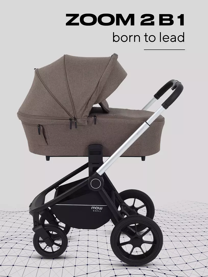 Коляска детская MOWBaby "ZOOM"PU (2в1) RA086 Silver Cacao Brown