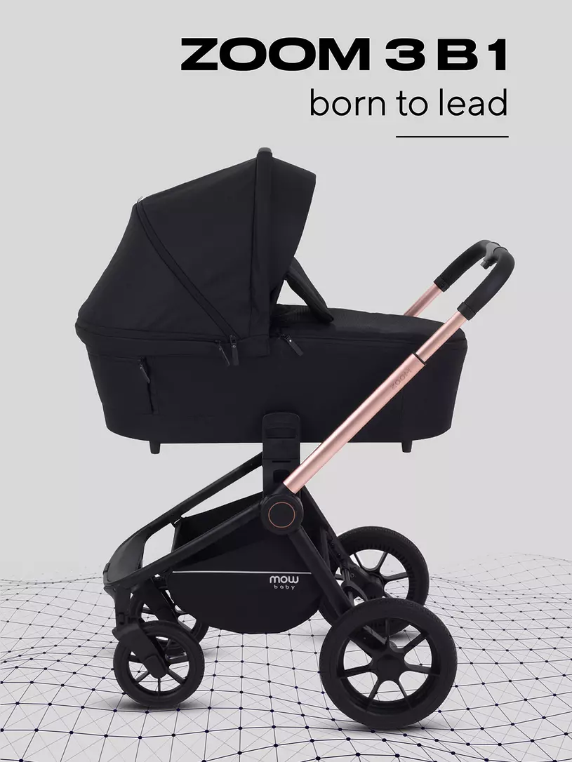 Коляска детская MOWBaby "ZOOM"PU (3в1) RA087 Gold Black (2025)