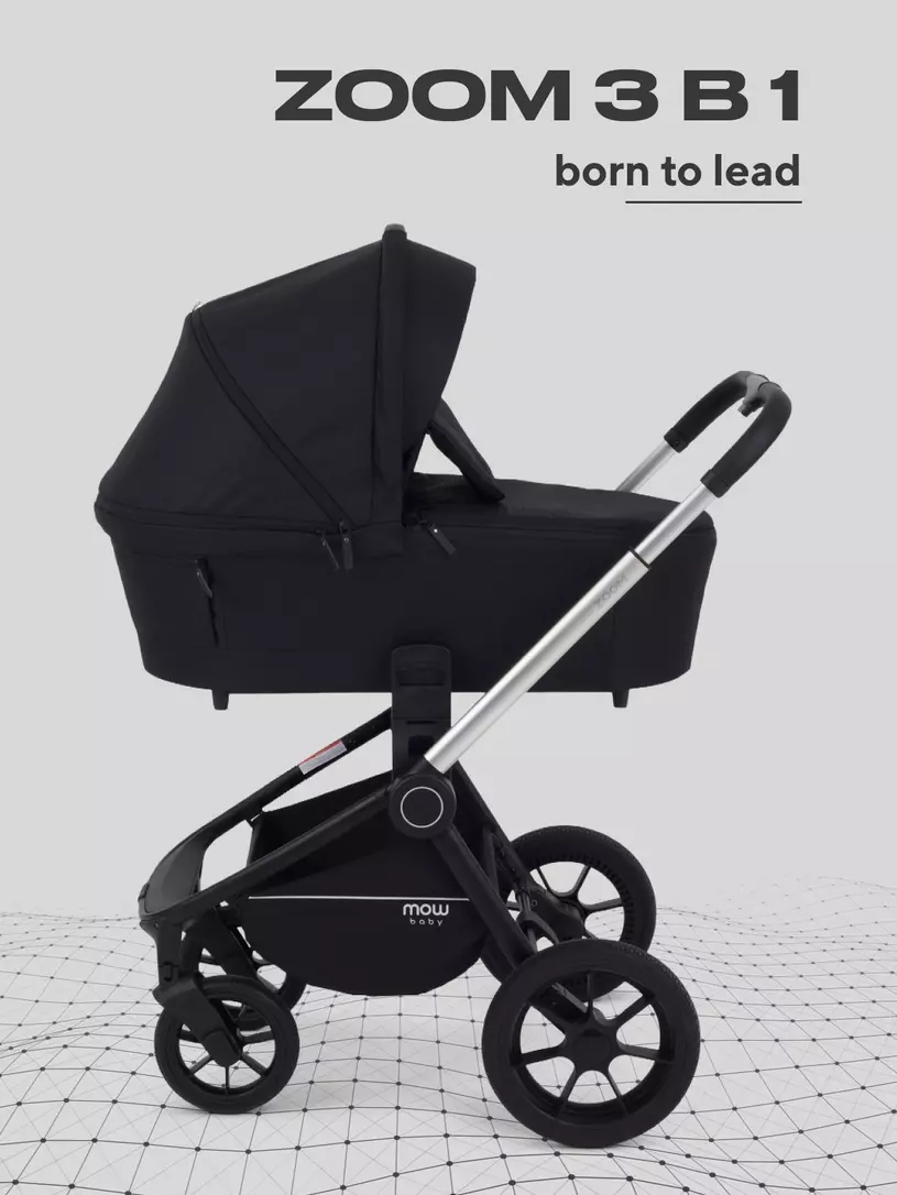 Коляска детская MOWBaby "ZOOM"PU (3в1) RA087 Silver Black (2025)
