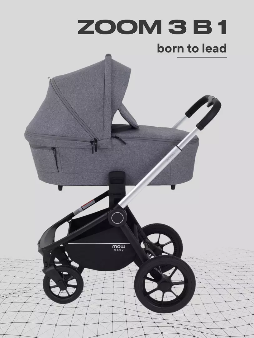 Коляска детская MOWBaby "ZOOM"PU (3в1) RA087 Silver Grey (2025)