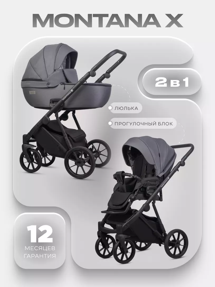 Коляска  MONTANA X (2 в 1) (RIKO BASIC) 04 графит