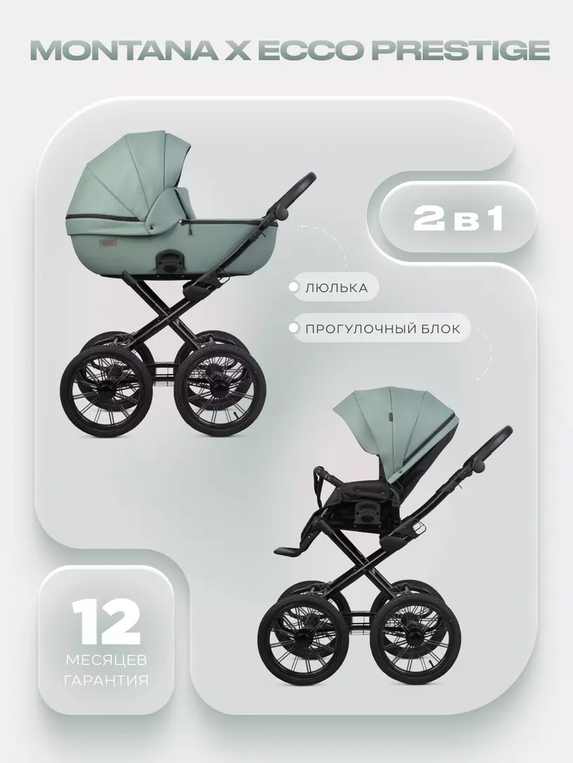 Коляска  MONTANA X ECCO Prestige (2 в 1) (RIKO BASIC) 21 Green (зеленый)
