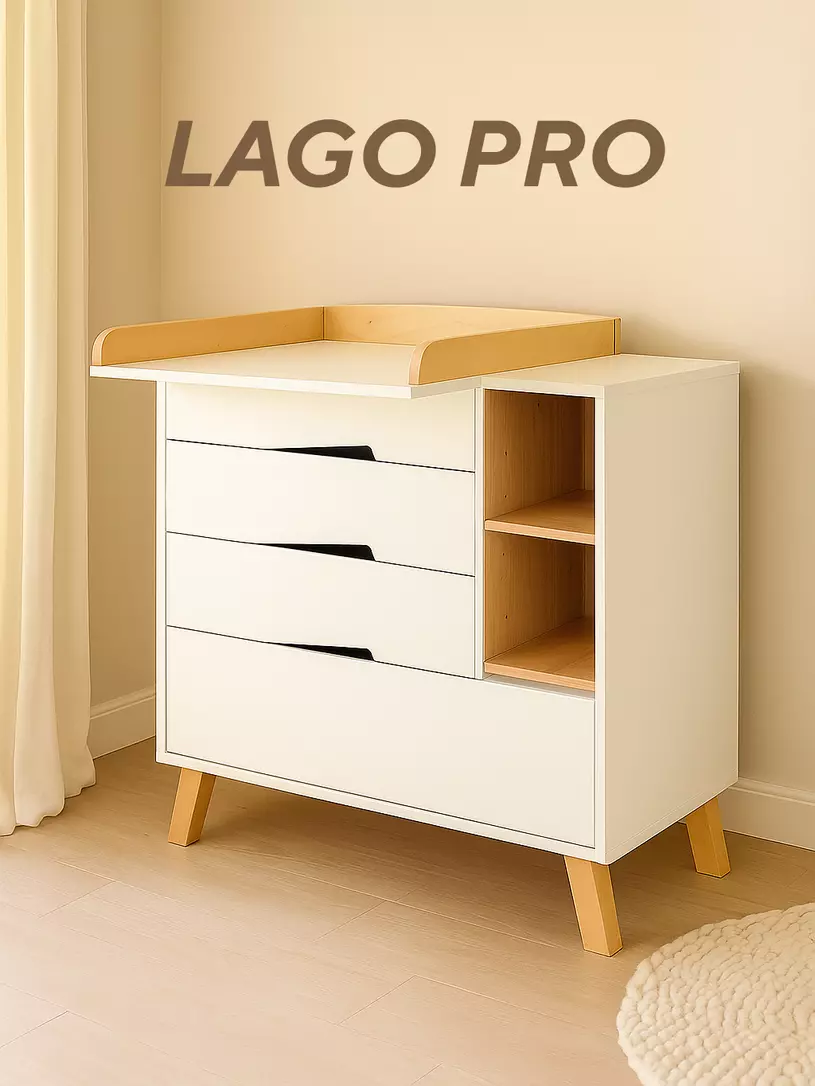 Комод RANT "LAGO PRO" с органайзером 80 см. 4 ящика (арт.124) Cloud White