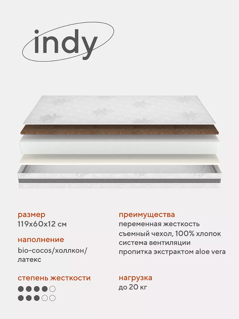 Матрас детский RANT "Indy" (119*60*12)