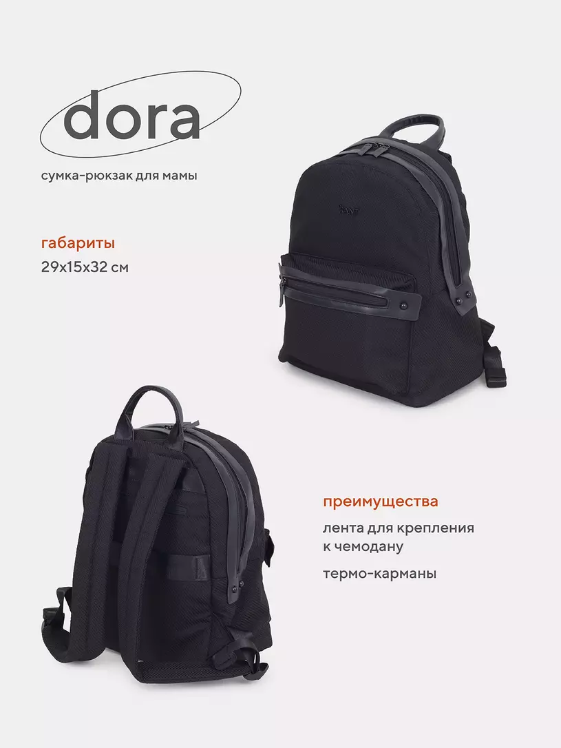 Сумка-рюкзак для мамы "Dora" RB009 Black